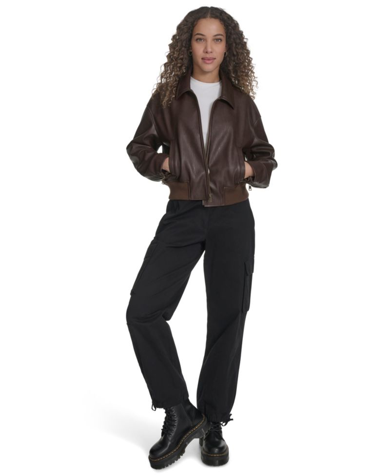 Women's Faux Leather Bomber Jacket