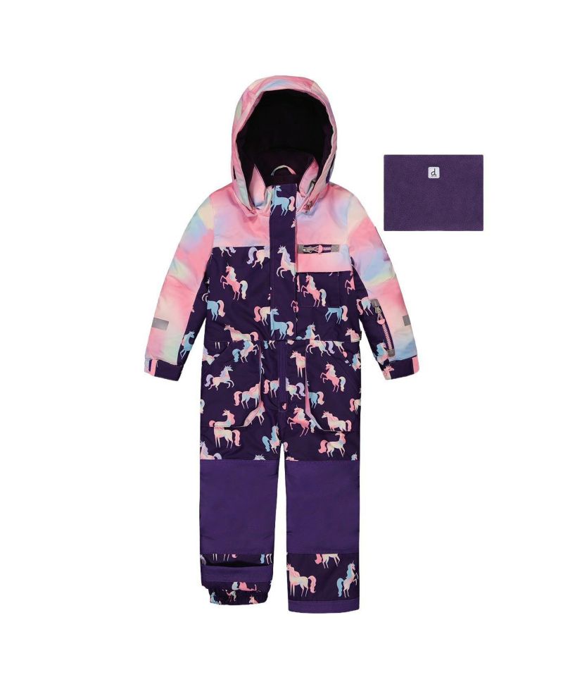 Little and Big Girl( 6 to 14 ) One Piece Play Snowsuit Unicorn Print