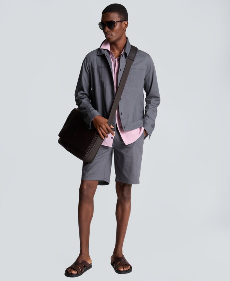 Men's Mixed Media Point Collar Sport Shirt