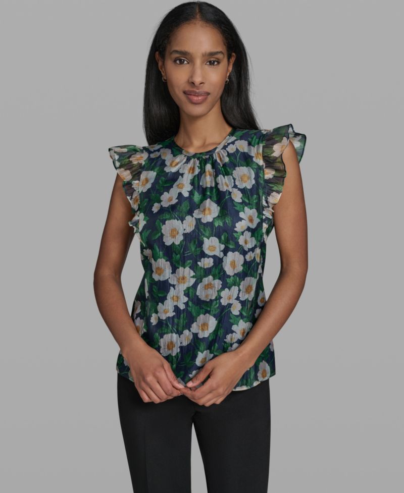 Women's Printed Organza sleeveless Blouse
