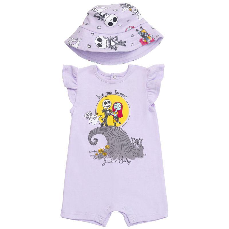 Baby Girls Disney Snap Romper and Bucket Sun Hat