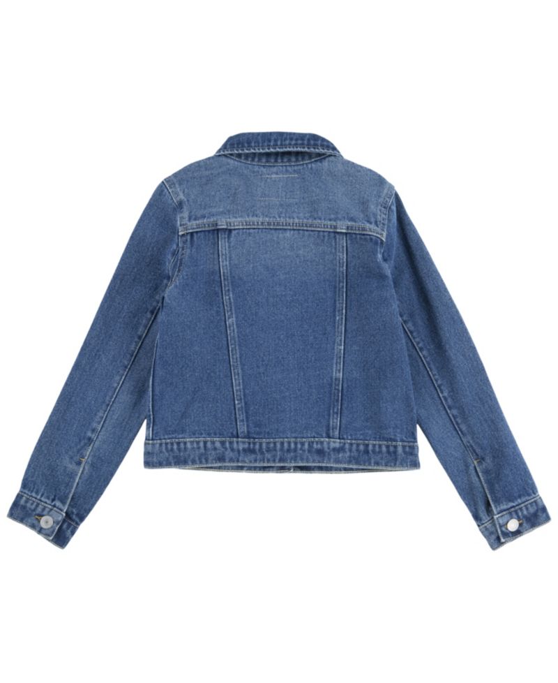 Big Girls Stylish Collared Denim Trucker Jacket