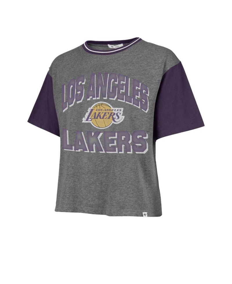 Women's Gray Los Angeles Lakers Rise Clubhouse Ziggy Color Block T-Shirt