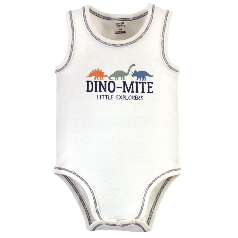 Baby Boys Five-Piece Natural Cotton Sleeveless Onesies