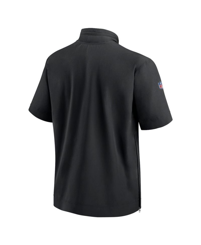 Men's Black Cincinnati Bengals Sideline Coach Short Sleeve Hoodie Quarter-Zip Jacket