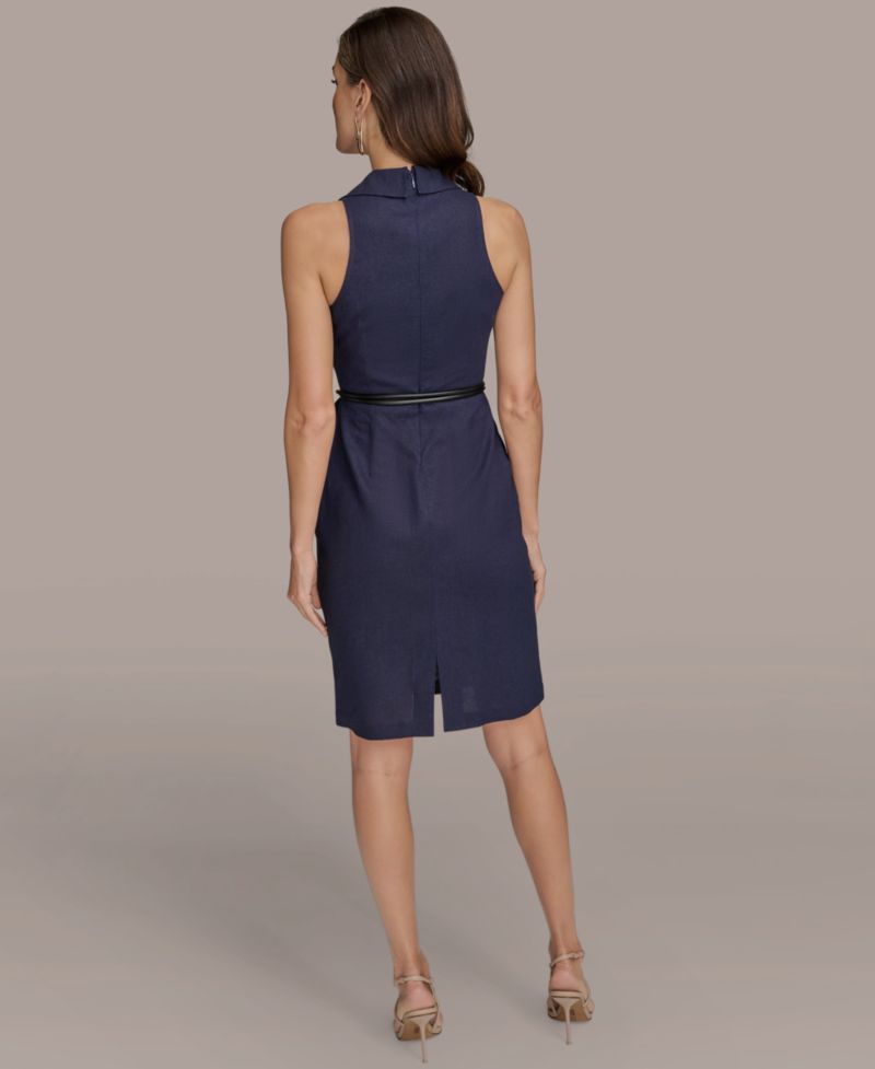 Women's Notched Collar Belted Dress