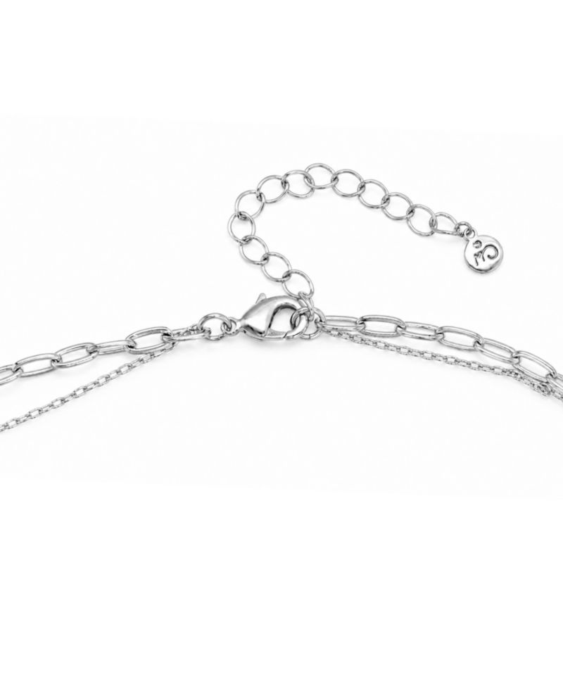 Cubic Zirconia Double Layered Strand Heart Necklace