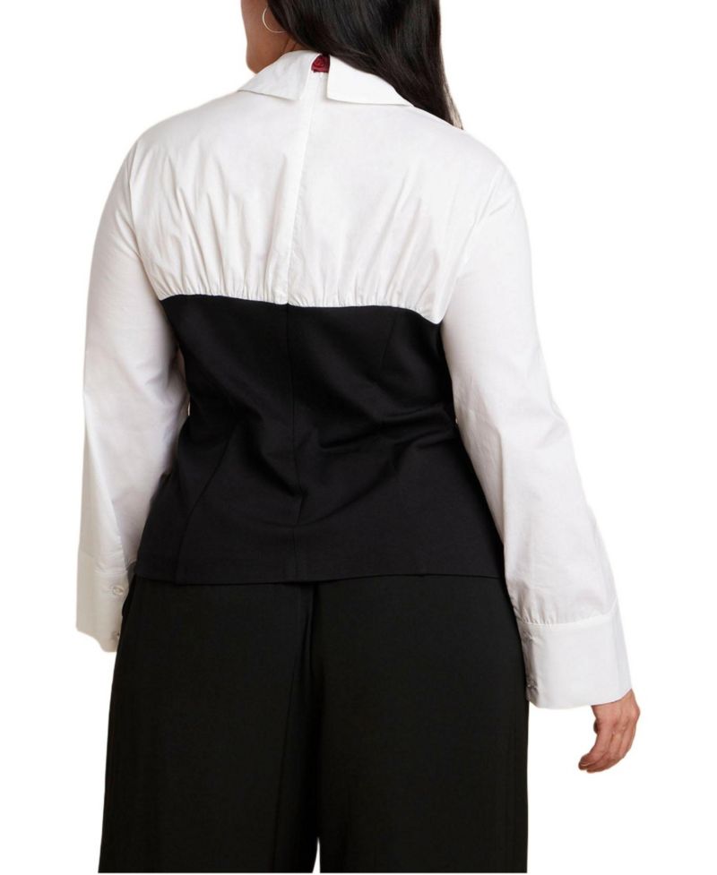 Women's Plus Size Bustier Button Up Twofer