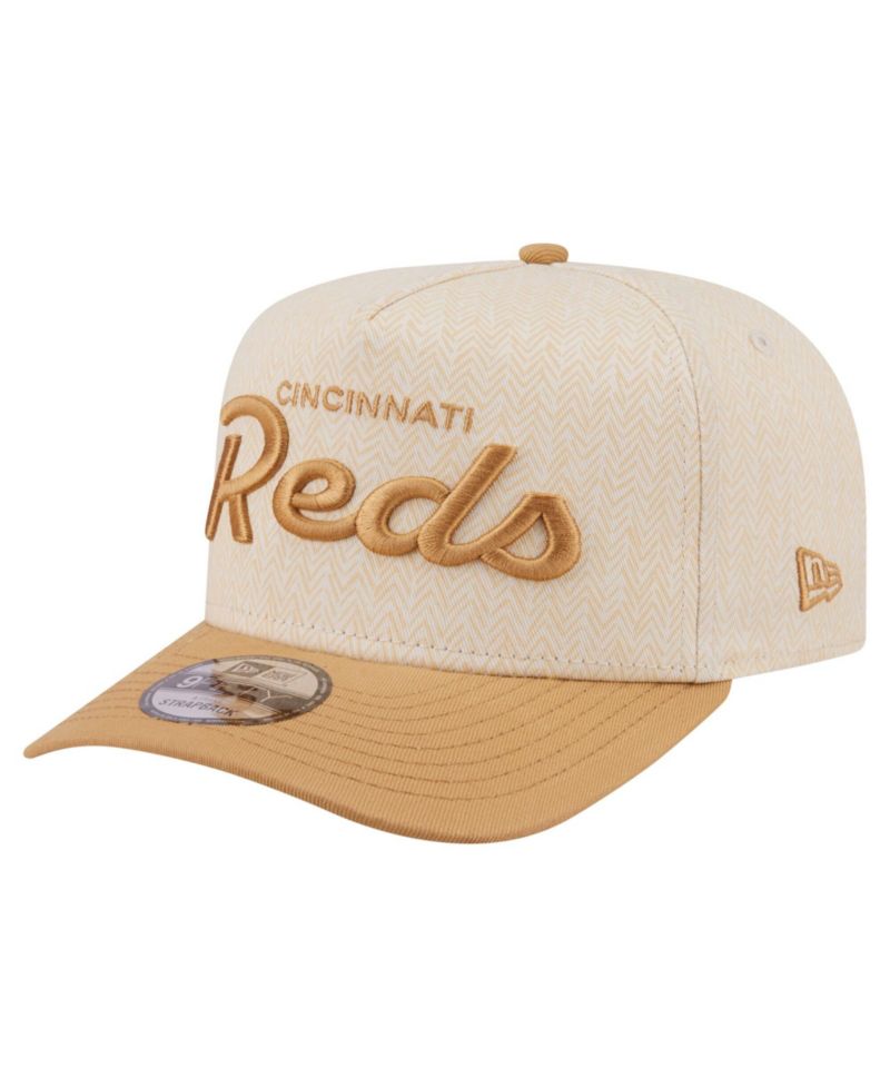 Men's Cream Cincinnati Reds Herringbone 9FIFTY A-Frame Snapback Hat
