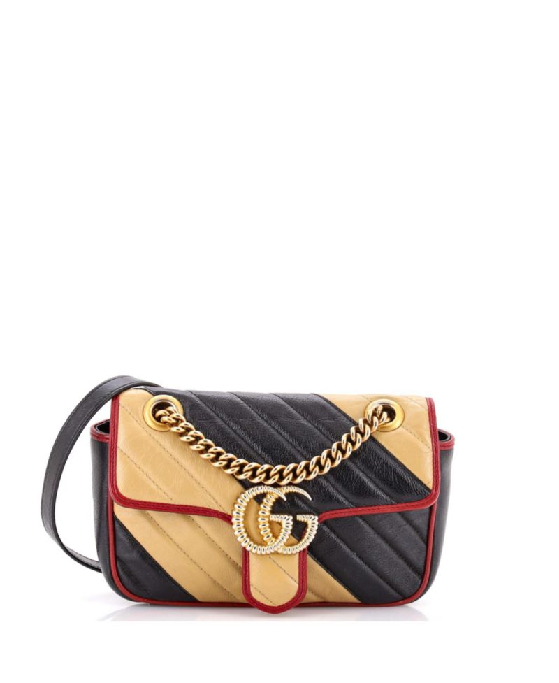 Mini GG Marmont Flap Bag Diagonal Quilted Leather