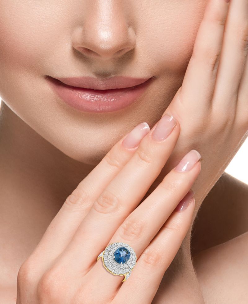 London Blue Topaz (4-1/4 ct. t.w.) & Diamond (1/4 ct. t.w.) Ring in Gold Over Sterling Silver