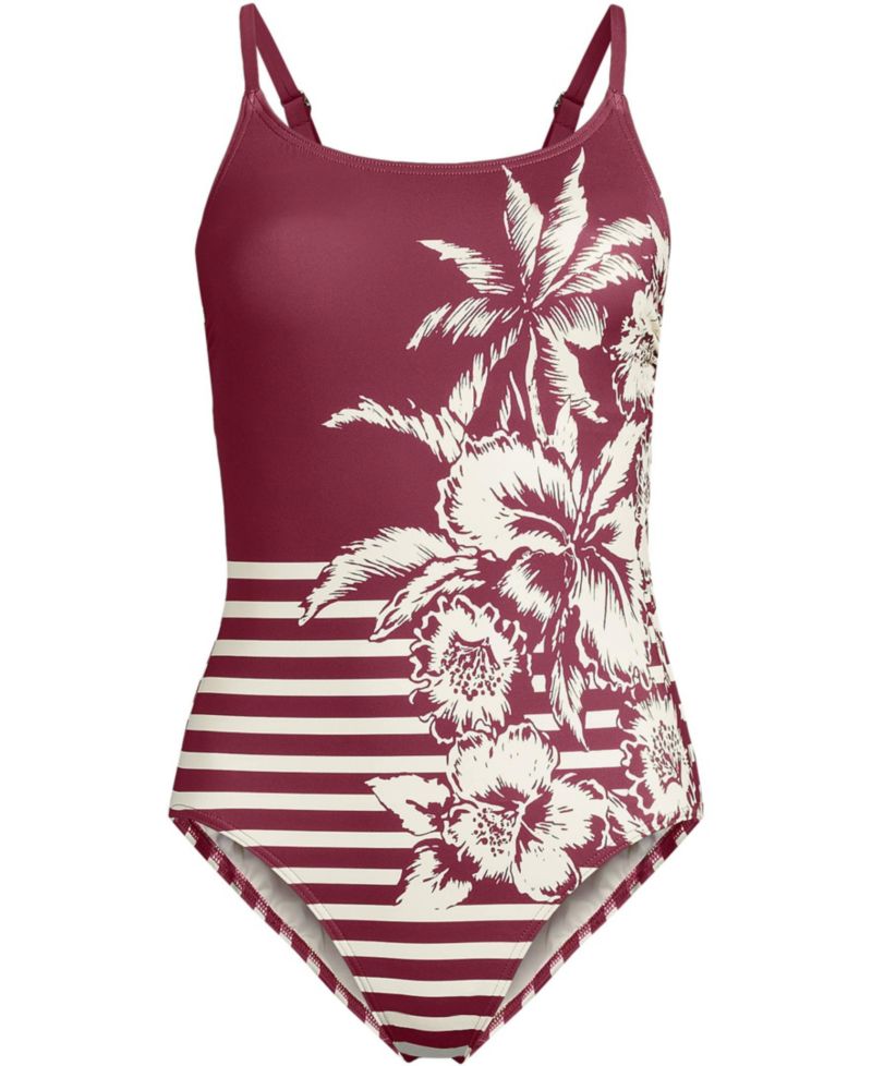 Women's Tugless Thin Strap One Piece Swimsuit