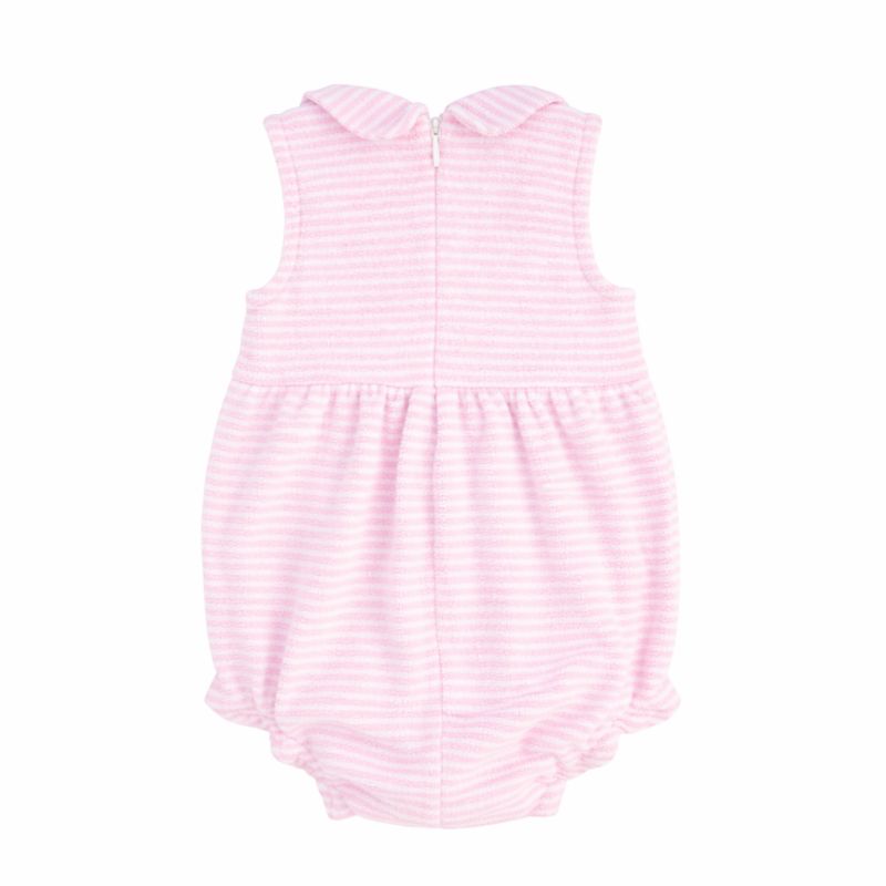Baby Girls Stripe Terry Romper with Flowers