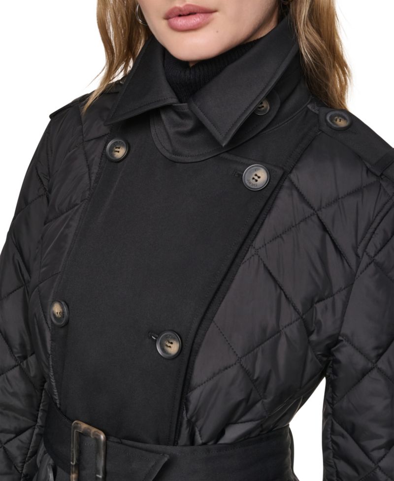 Women's Belted Quilted Trench Coat