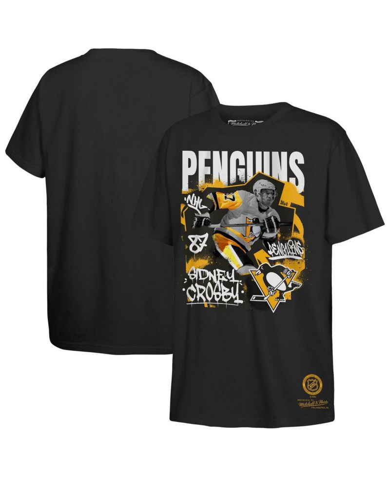 Men's Sidney Crosby Black Pittsburgh Penguins Authentic Stack Name & Number T-Shirt