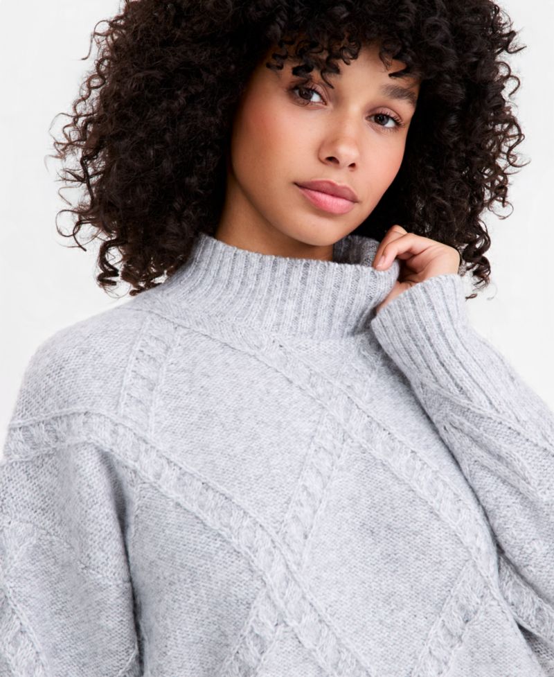 Women's Cable-Knit Mock Neck Sweater