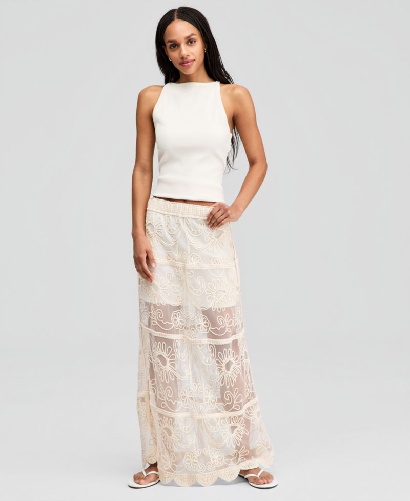 Women's Soutache Mesh Maxi Skirt