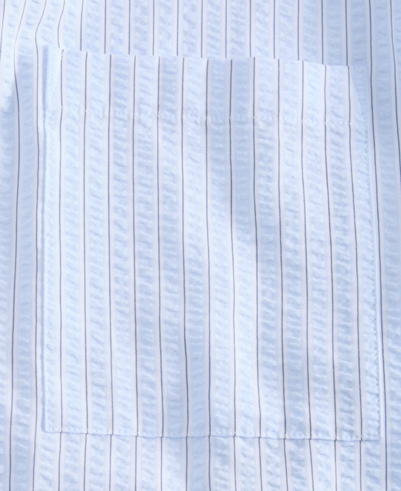 Men's Long-Sleeve Puckered Stripe One Pocket Shirt, Macy's Exclusive