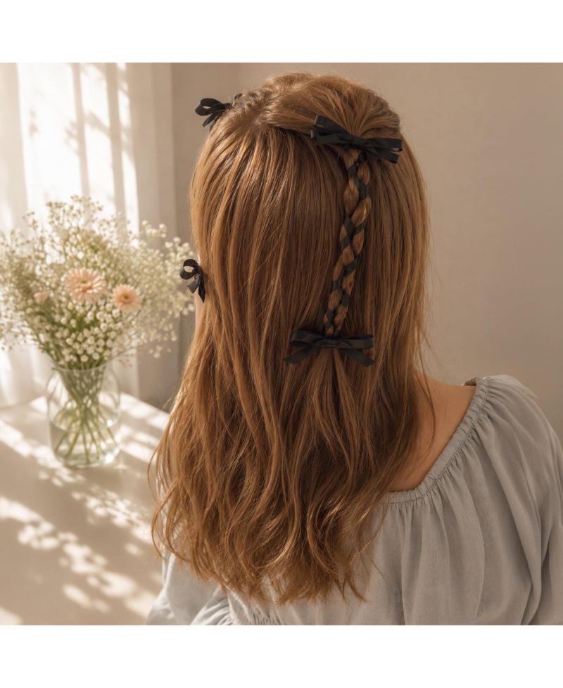 Girls Ribbon Bow Clip Set (4pc)