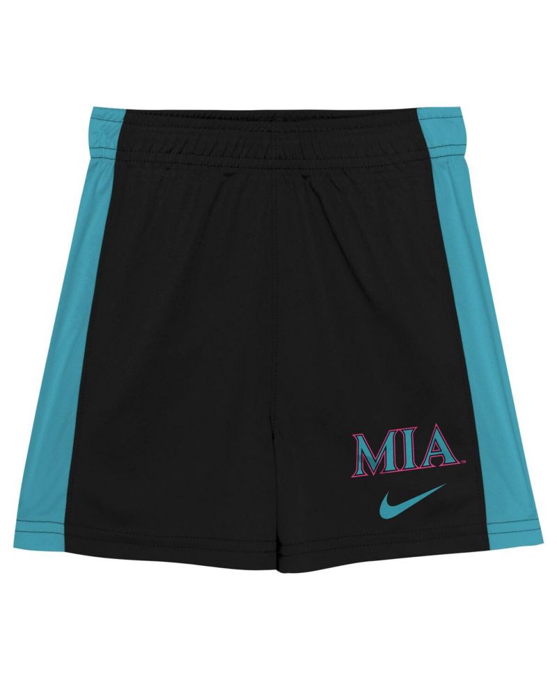 Little Boys and Girls 2-Piece Black/Teal Miami Marlins 2025 City Connect Shirt and Shorts Set
