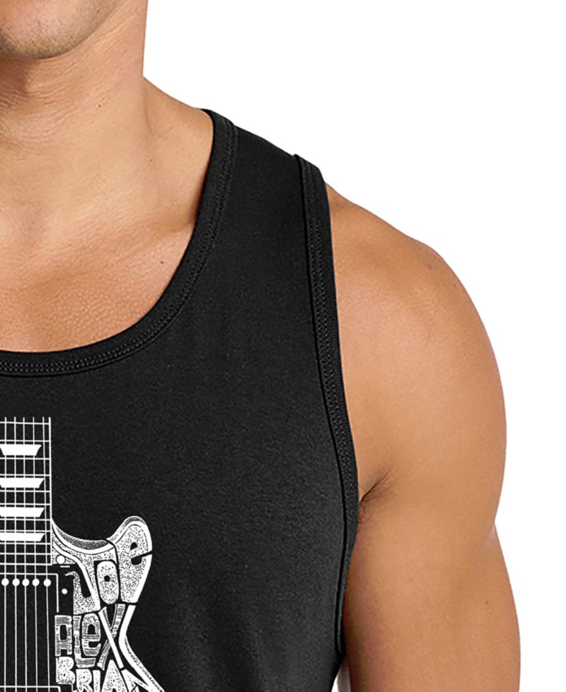 Men's Electric Guitar Circular Word Art Graphic Tank Top