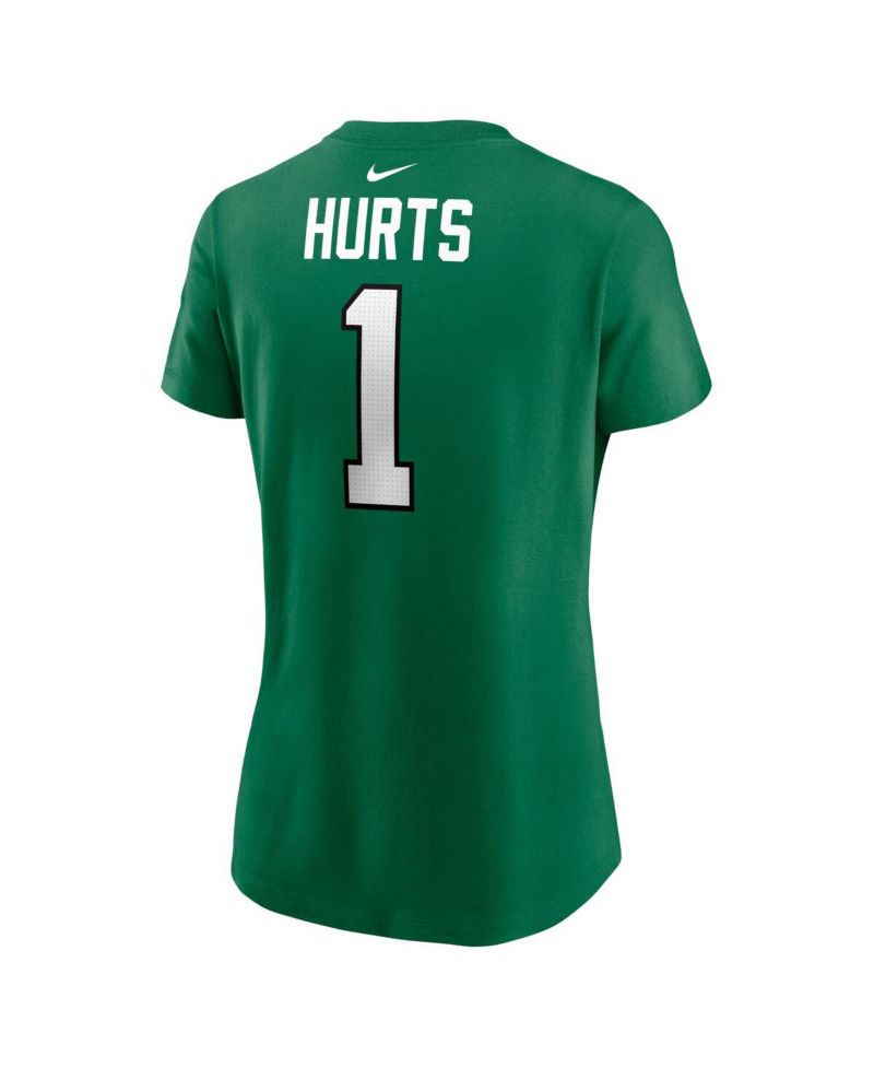 Women's Jalen Hurts Kelly Green Philadelphia Eagles Player Name and Number T-shirt