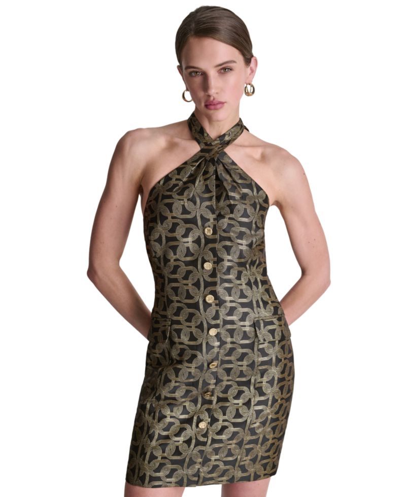 Women's Scuba Crepe Halter Mini Dress