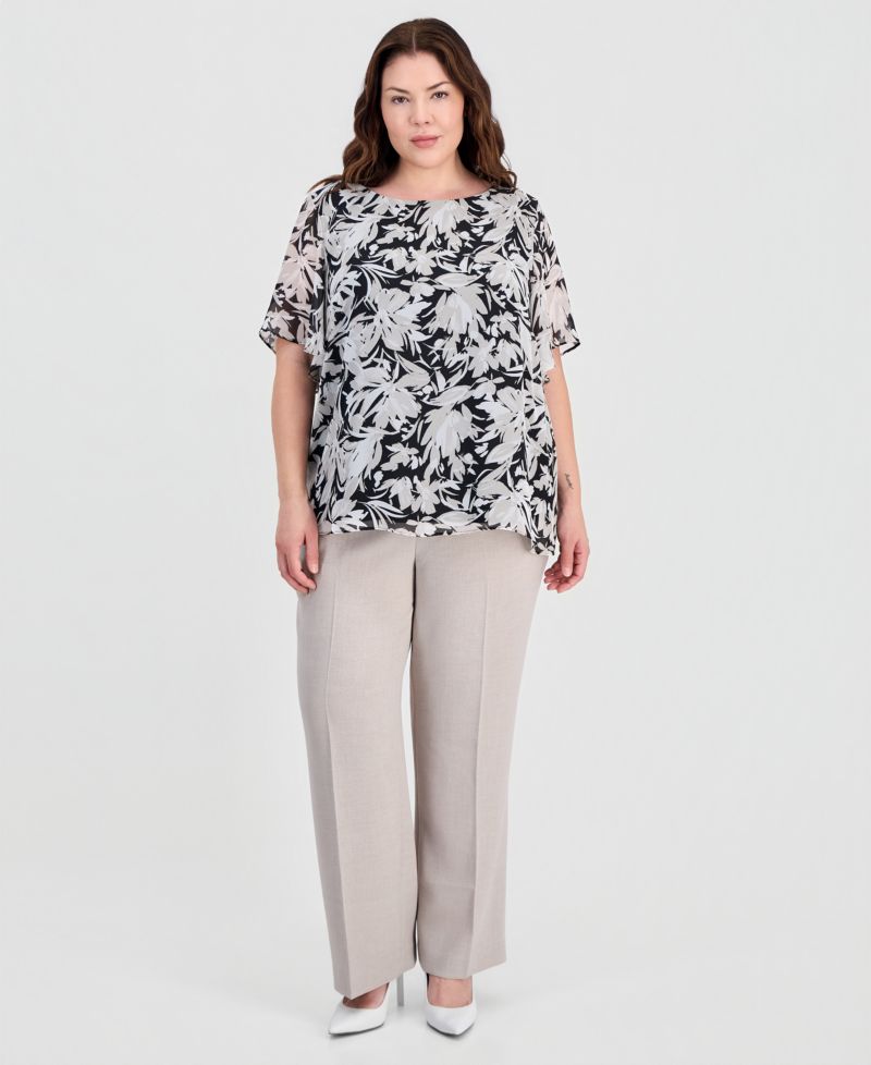 Petite Printed Short-Sleeve Blouse