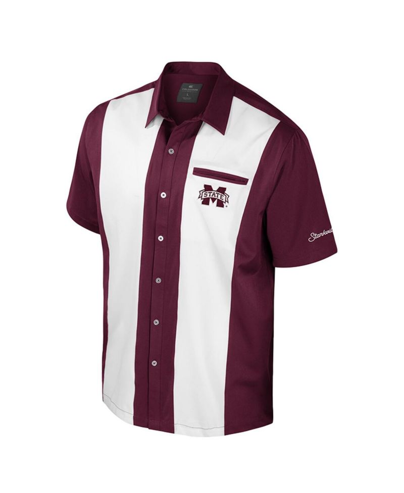 Men's Maroon Mississippi State Bulldogs Strike Bowling Button-Up Shirt