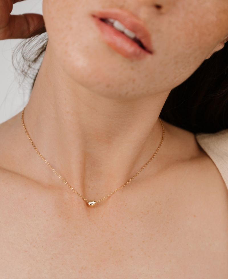 Polished Dainty Pebble Pendant Necklace