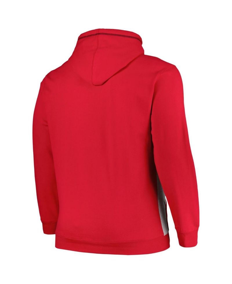 Men's Red, Heather Gray Chicago Bulls Big and Tall Contrast Pieced Stitched Full-Zip Hoodie