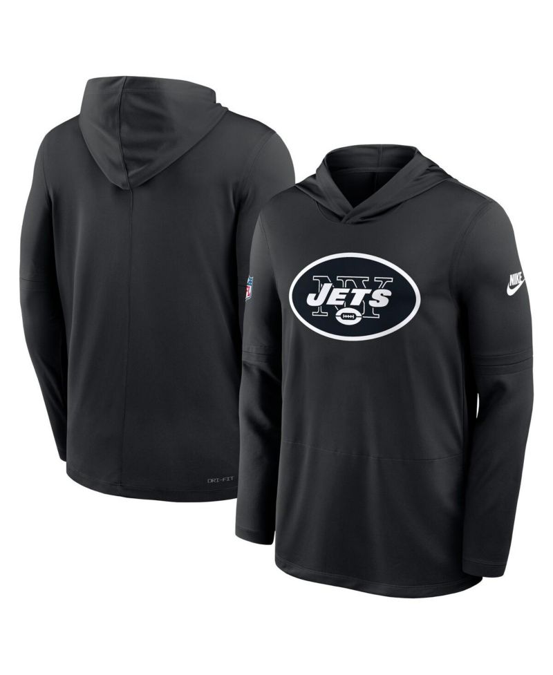 Men's Black New York Jets Alt Pack Pass Accuracy Performance Long Sleeve Hoodie T-Shirt