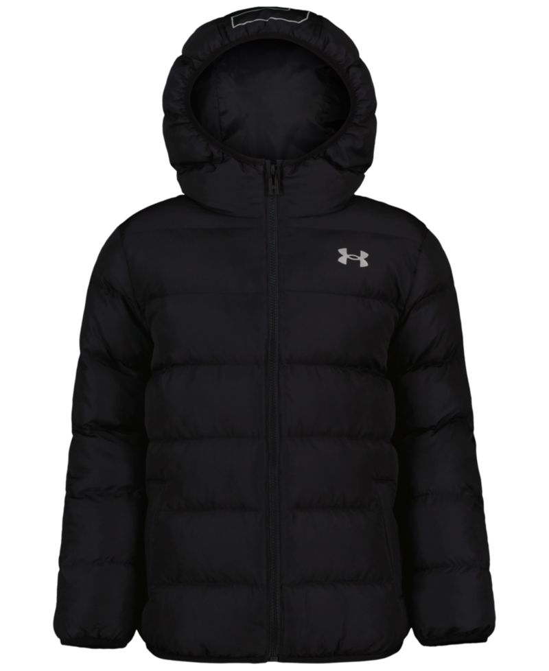 Boys' 8-20 Solid Logo Full-Zip Puffer Hooded Jacket