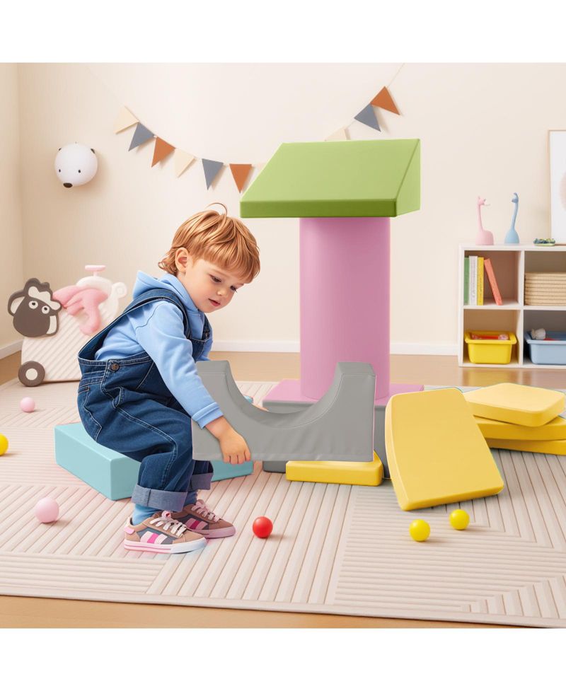 10-Piece Soft Foam Climbing Blocks for Toddlers, PU Leather Covers