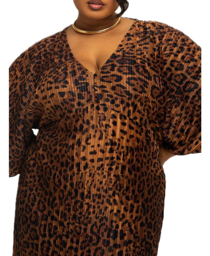 Women's Leopard Print Midi Dress