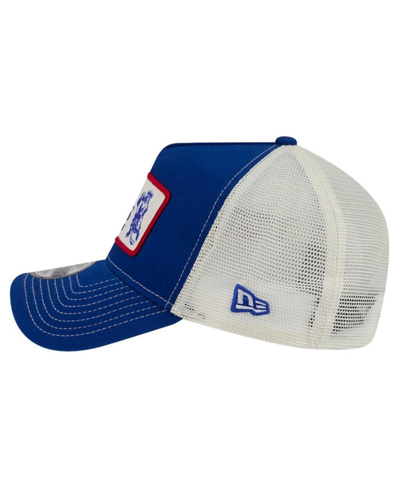 Men's Blue/White New York Rangers Skater Patch A-Frame 9FORTY Adjustable Trucker Hat
