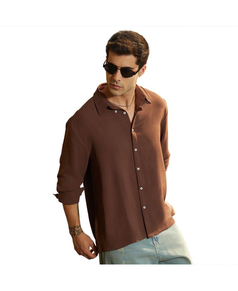 Men's Chocolate Brown Breezy Wrinked Shirt
