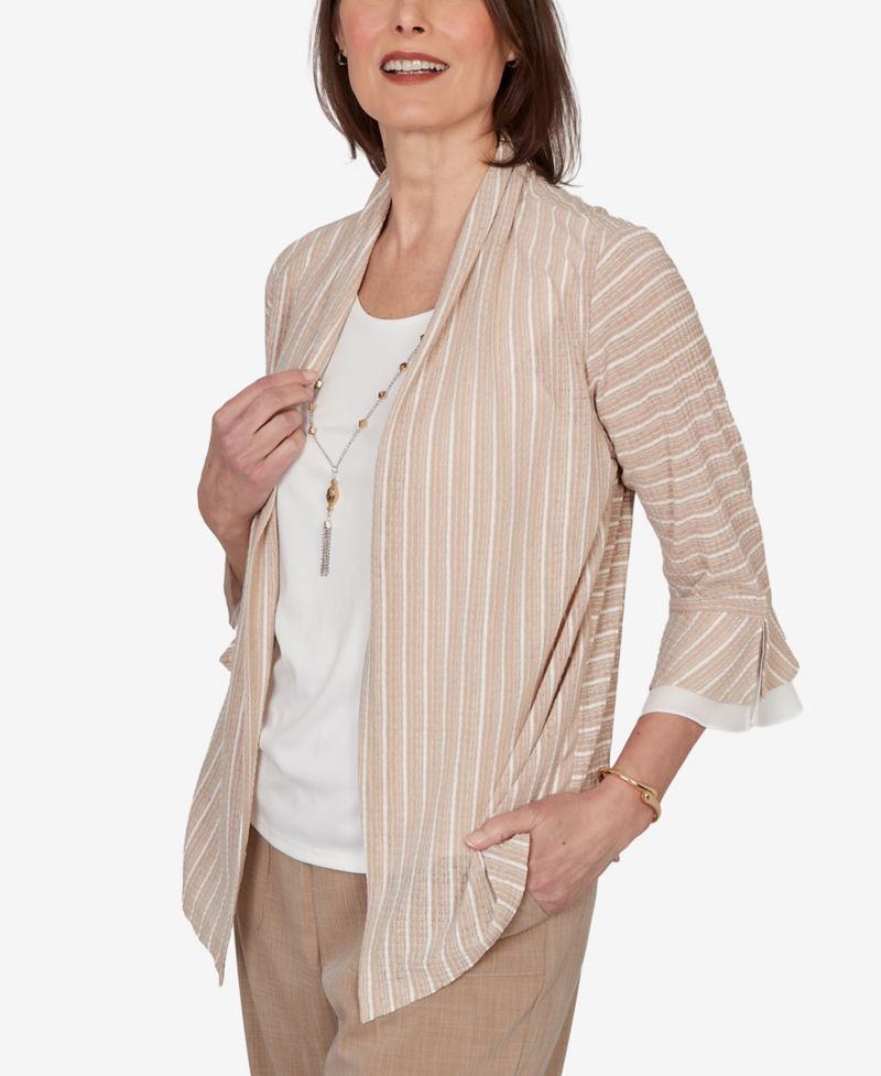 Petite Grand Bazaar Vertical Stripe Two-In-One Top with Necklace