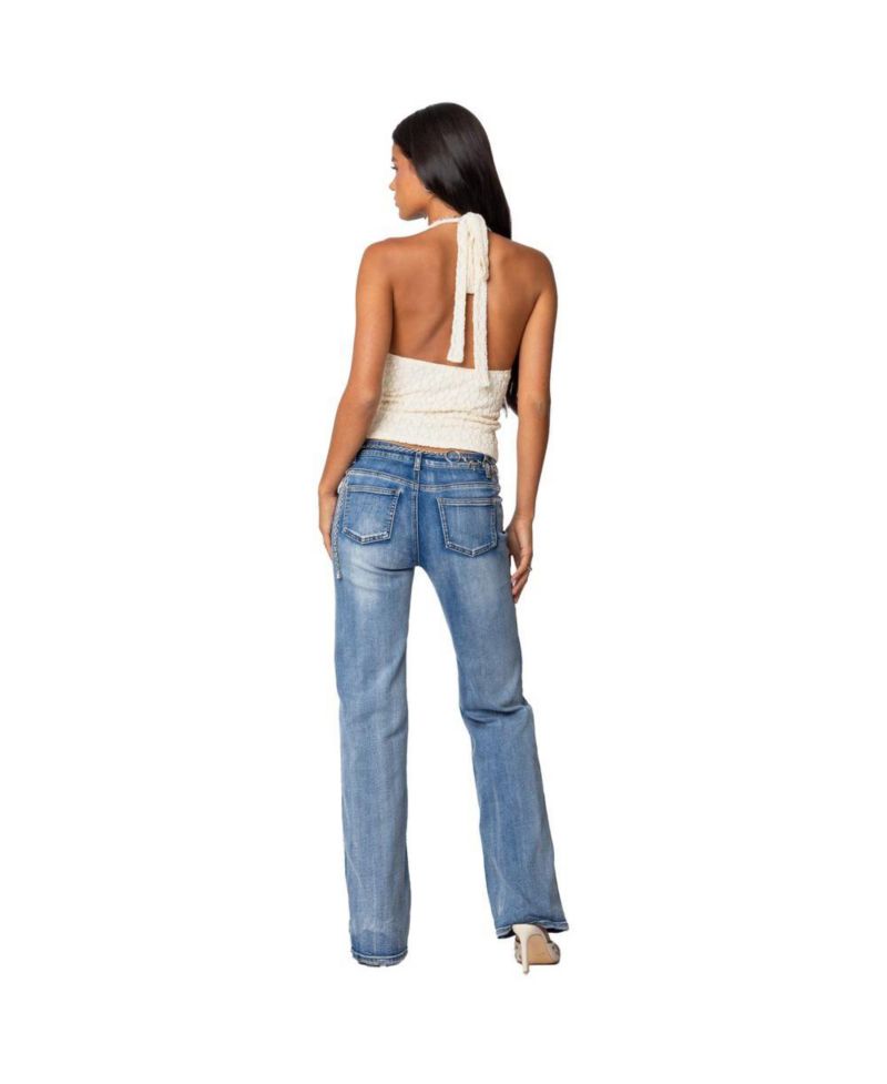 Women's Boot Cut Washed Low Rise Jeans