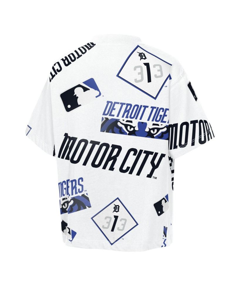 Big Boys and Girls White Detroit Tigers Circus Catch T-Shirt