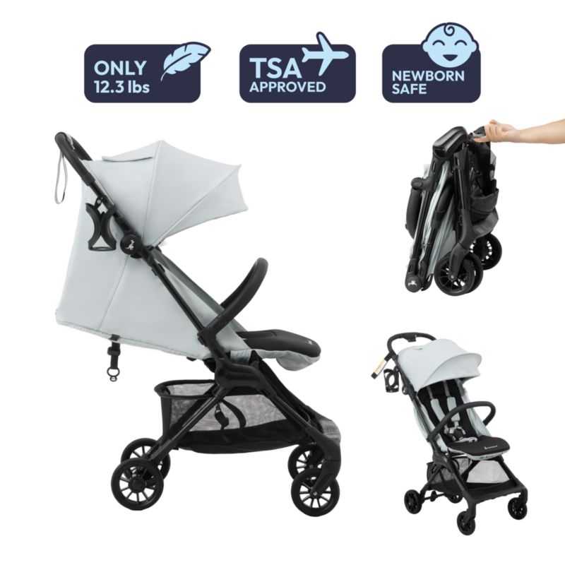 HopLite Ultralight Compact Lightweight Baby Stroller For Airplane - Travel Stroller for Newborn from Birth to 55 lbs, Jet Black