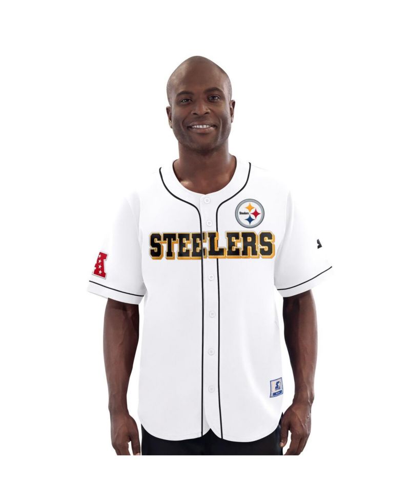 Men's White Pittsburgh Steelers Relay Full-Button Baseball Jersey
