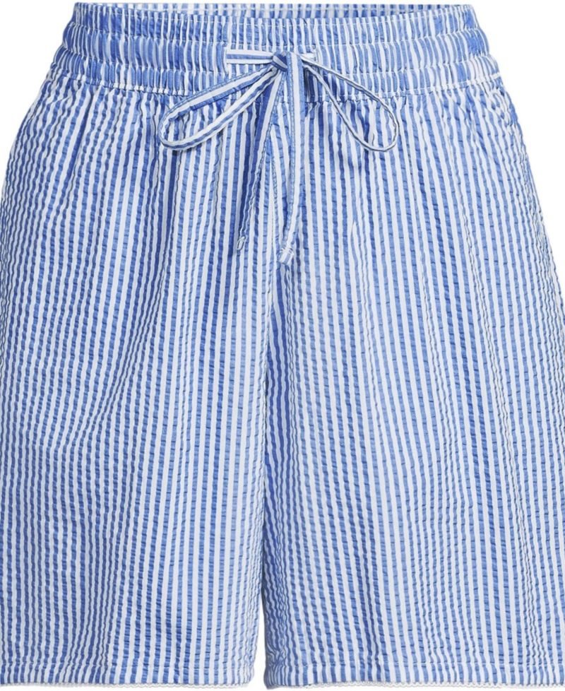 Women's Seersucker High Rise Pull On 7" Shorts