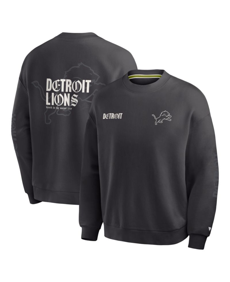 Men's Charcoal Detroit Lions Oversized Type Play Multi Sweatshirt
