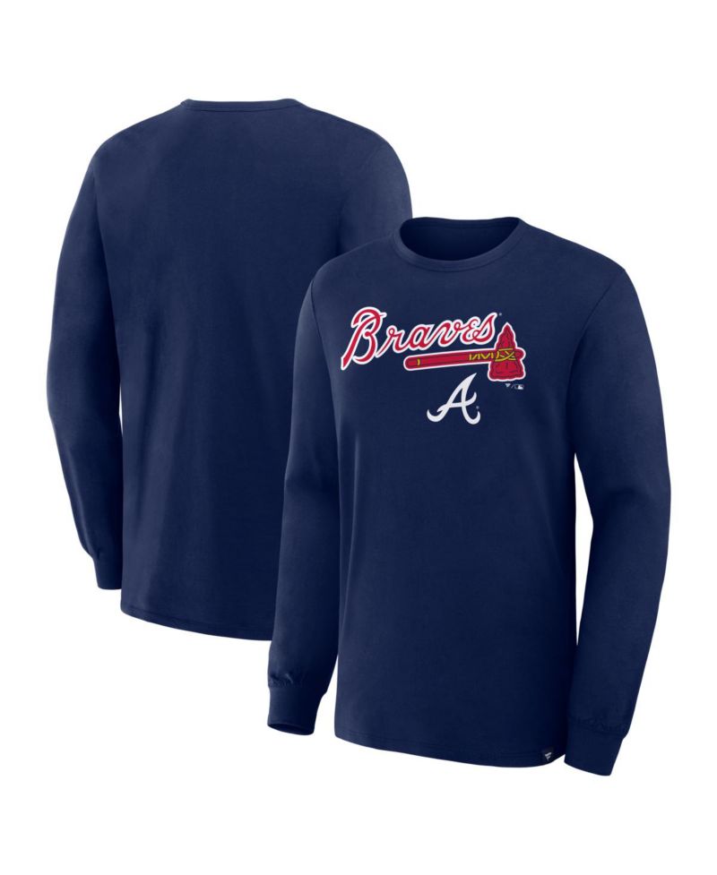 Men's Navy Atlanta Braves Lock-Up Legacy Long Sleeve T-Shirt