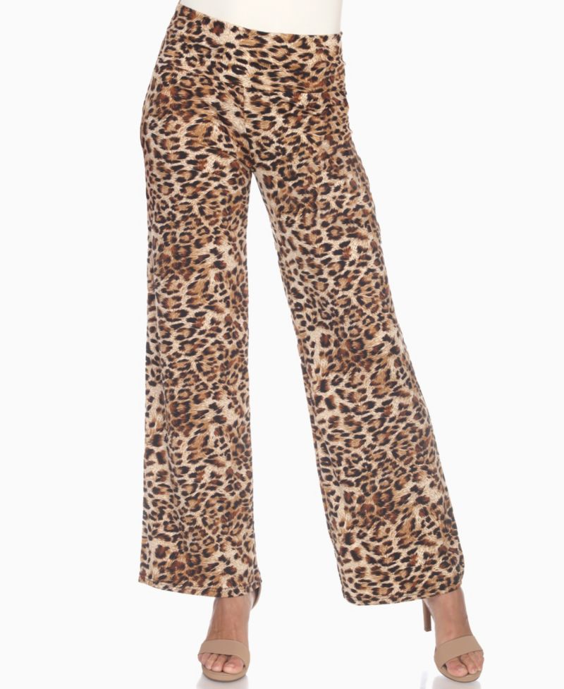Women's Cheetah Print Wide Leg Pants