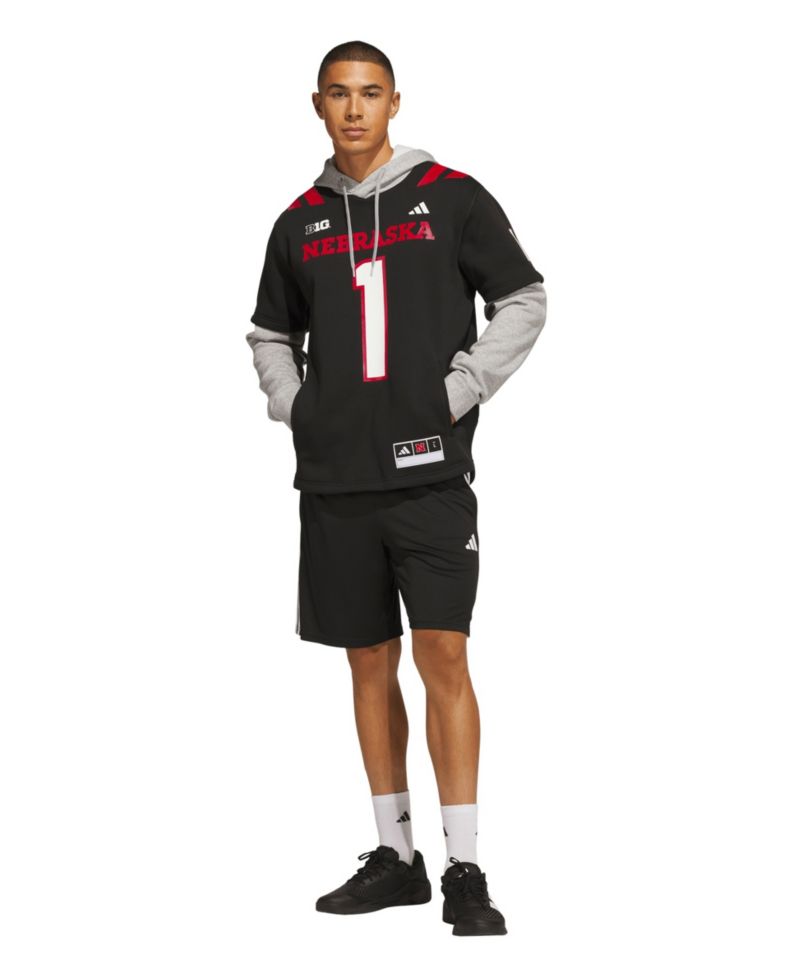 Men's Black Nebraska Huskers Our Red Burns Brighter Strategy Jersey Hoodie