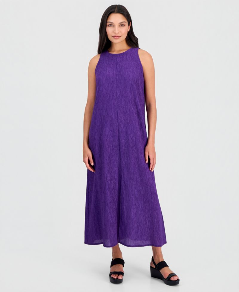 Women's Round-Neck Side-Slit Maxi Dress