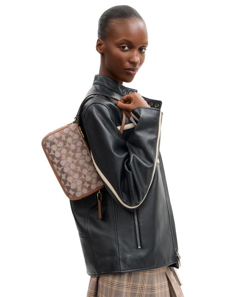 Plaza Small Crystal Signature Jacquard Shoulder Bag