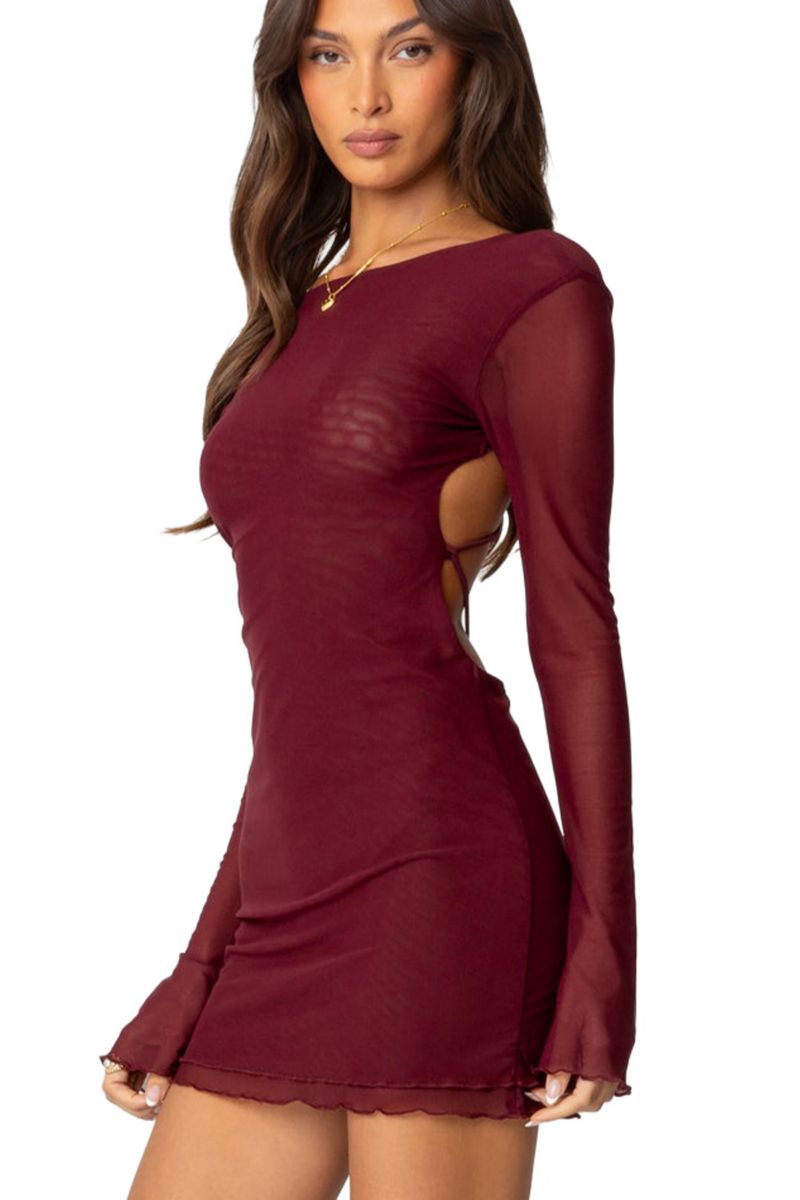 Women's Lace Up Mesh Mini Dress